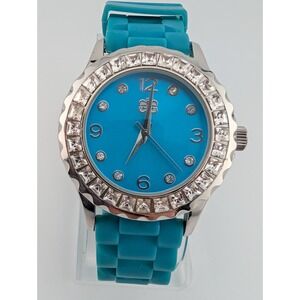 Curations Watch‎ Women 38mm Case Crystal Bezel Blue Band- New Battery